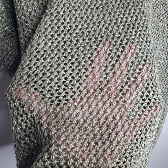 Chico's Womens Open Knit Pullover Sweater Size 2 US L Green Short Sleeve Beach - Picture 4 of 10